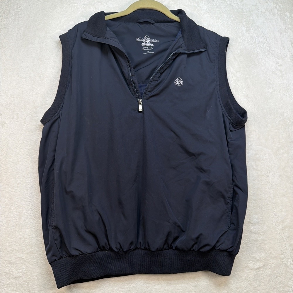 Brooks Brothers 1/4 Zip Golf Vest Mens Medium Black Windbreaker‎ Country Club